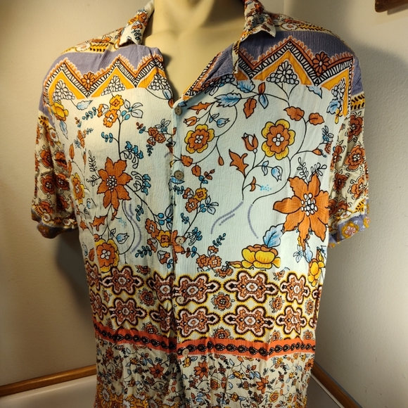 Earthbound Trading Co. Women's L Large Button Up Shirt Blouse Viscose India - Picture 4 of 7